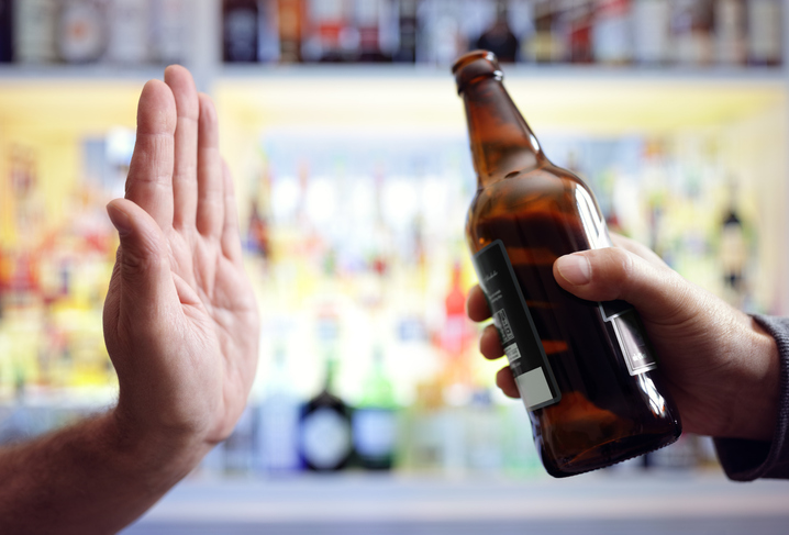 Hand rejecting alcoholic beer beverage concept